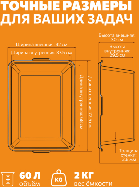 Контейнер строительный прямоугольный STARTUL MASTER