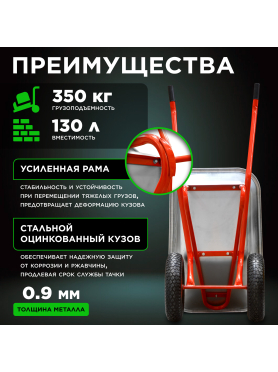 Тачка строительная двухколесная ECO WB351-2