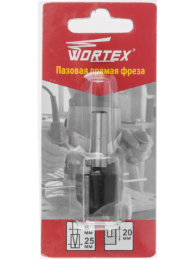 Фреза по дереву пазовая прямая 25х20х51 мм WORTEX 
