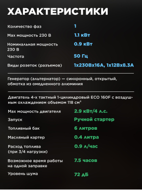 Генератор бензиновый ECO PE-1302RS