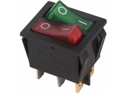 Выключатель клавишный двойной ON-OFF REXANT красный/зеленый с подсветкой 