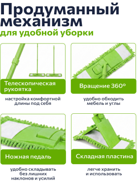 Швабра для пола PERFECTO LINEA Solid с насадкой из шенилла