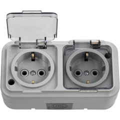 Розетка двойная наружная брызгозащищенная BYLECTRICA Пралеска Аква