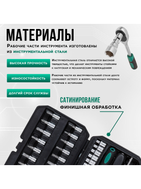 Набор инструментов 1/4" 6 граней 46 предметов ВОЛАТ 