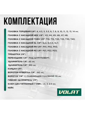 Набор инструментов 1/4" 6 граней 46 предметов ВОЛАТ 