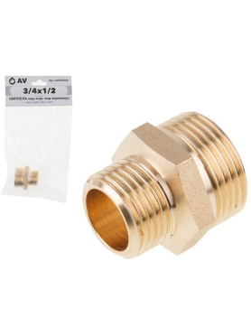 Ниппель латунный наружная-наружная 3/4"x1/2" AV ENGINEERING 