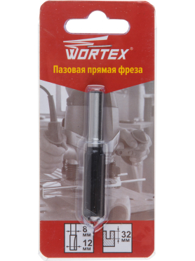 Фреза по дереву пазовая прямая 12х32х62 мм WORTEX 