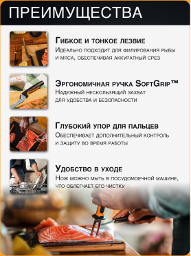 Нож филейный FISKARS Functional Form 22 см 