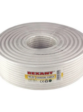 Кабель коаксиальный REXANT RG-6U+Cu Cu/Al/Cu 64% 75 Ом 100 м белый 