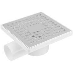 Трап с горизонтальным отводом D 50 с сухим затвором решетка нержавеющая сталь 150х150 мм AV ENGINEERING 