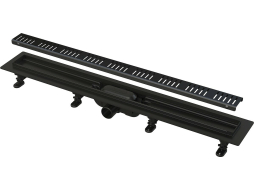 Водоотводящий желоб с порогами для перфорированной решетки чёрный Simple ALCAPLAST (APZ10BLACK-550M-RU)