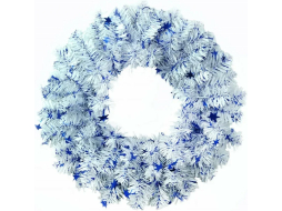 Венок рождественский МОРОЗКО ВН-3 белый с синими звездами 35 см 