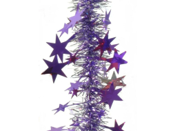 Мишура новогодняя МОРОЗКО Звездопад 9х200 см фиолетовый серебро штамп звездочки 