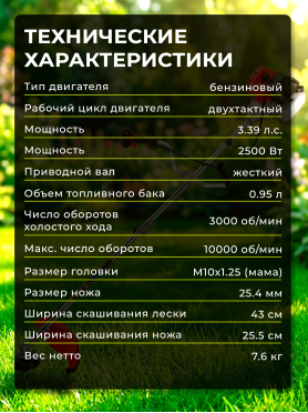 Бензиновый триммер (Мотокоса) ECO GTP-250S Power 