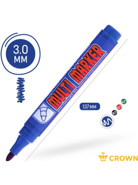 Маркер перманентный фетровый CROWN Multi Marker синий 
