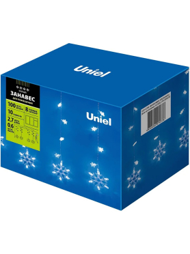 Гирлянда новогодняя светодиодная UNIEL ULD-E2706-100/DTA WHITE IP20 SNOWFALL Занавес Снегопад 2,7х0,6 м 100 диодов белый 