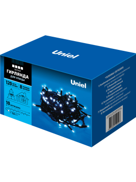 Гирлянда новогодняя светодиодная UNIEL ULD-S1000-120/DBA WHITE IP67 для улицы 10 м 120 диодов белый 