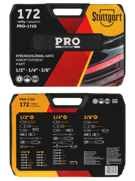 Набор инструментов 1/4", 1/2", 3/8" 6 граней 172 предмета PRO STARTUL Stuttgart 