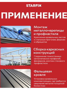 Саморез кровельный с прокладкой 5,5 мм сверло PT3 по металлу RAL STARFIX