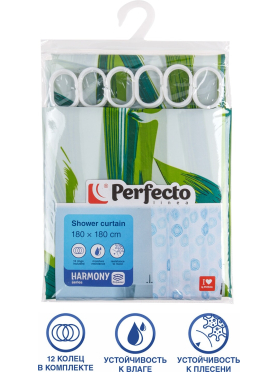 Штора для ванной комнаты 180х180 с кольцами PERFECTO LINEA Harmony