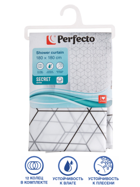 Штора для ванной комнаты 180х180 с кольцами PERFECTO LINEA Secret