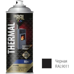 Эмаль аэрозольная термостойкая силиконовая черный 9011 INRAL Thermal Enamel 400 мл 