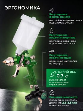 Краскопульт пневматический ECO SG-9000 с манометром 
