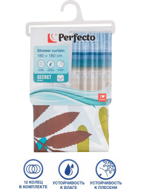 Штора для ванной комнаты 180х180 с кольцами PERFECTO LINEA Secret