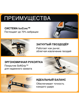 Молоток-гвоздодер 0,455 кг FISKARS M 