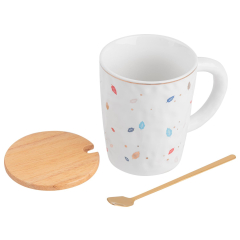 Кружка керамическая PERFECTO LINEA Autumn foliages с крышкой и ложкой 360 мл 