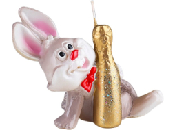 Свеча Кролик с шампанским 9х8 см 