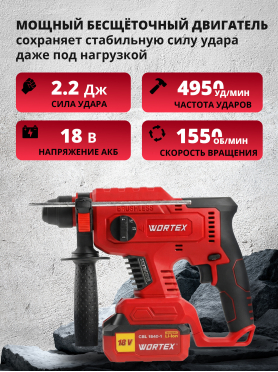 Перфоратор аккумуляторный WORTEX CRH 1820-2 XLT SET 