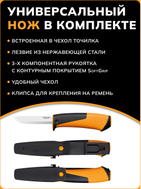 Набор инструмента (топор туристический X5 + нож + пила SW73) FISKARS 