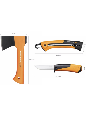 Набор инструмента (топор туристический X5 + нож + пила SW73) FISKARS 