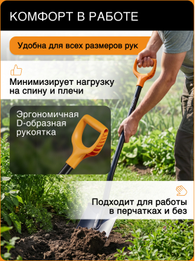 Лопата с закругленным лезвием FISKARS Solid