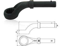 Ключ ударный накидной угол 45° TOPTUL