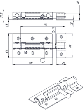 Задвижка дверная STARFIX ЗД-08