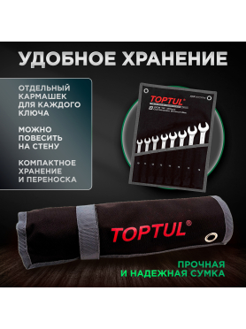 Набор ключей комбинированных 10-19 мм 8 предметов TOPTUL 