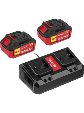 Комплект аккумулятор 18В 4Ач 2 штуки и зарядное устройство WORTEX XLT SET 
