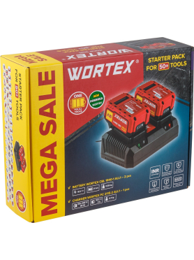 Комплект аккумулятор 18В 4Ач 2 штуки и зарядное устройство WORTEX XLT SET 