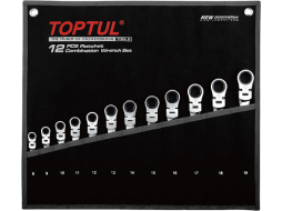 Набор ключей комбинированных с поворотной трещоткой 8-19 мм 12 предметов TOPTUL 
