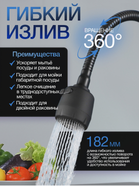 Смеситель для кухни AVAPAX Elbe черный 