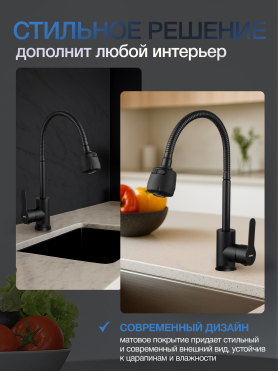Смеситель для кухни AVAPAX Elbe черный 