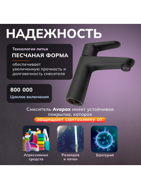 Смеситель для умывальника AVAPAX серия Mosel черный 