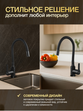 Смеситель для кухни AVAPAX Elbe черный 
