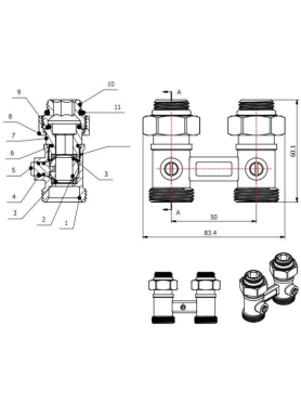 Клапан прямой шаровый 3/4" наружная резьба AV ENGINEERING 