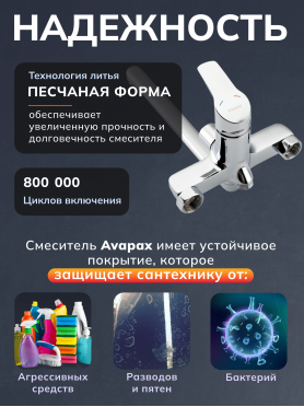 Смеситель для ванны AVAPAX серия Neckar хром 