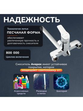 Смеситель для ванны AVAPAX серия Neckar хром 
