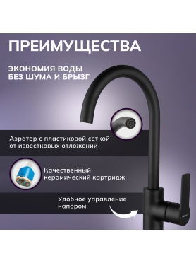 Смеситель для кухни AVAPAX Rhein черный 