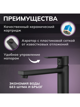 Смеситель для умывальника AVAPAX Rhein черный 